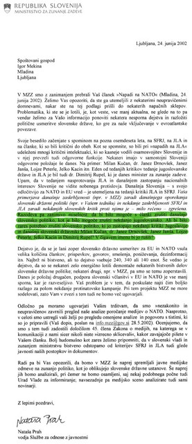 Ali bi bilo zares potrebno rušiti slovensko politiko? - Odgovor ministrstva za zunanje zadeve na naše pisanje o njihovih analizah mnenj nasprotnikov Nata.