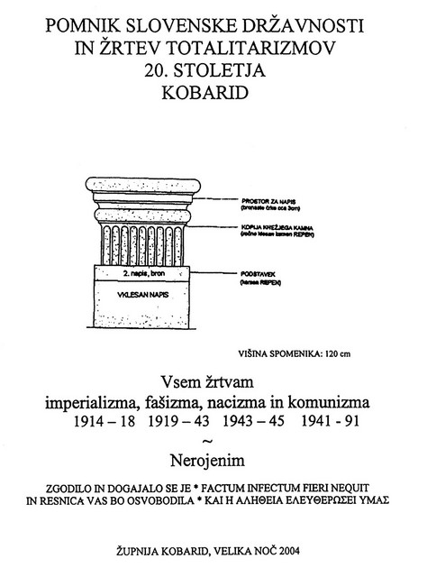 Skica stilizirane kopije Knežjega kamna. Avtor kobariški župnik Branko Melinko.