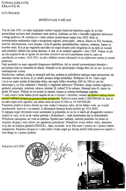 Župnikovo obvestilo