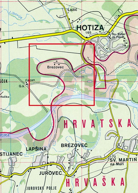 Leta 1996 je Brezovec hrvaški. Atlas Slovenije, natisnjen leta 1996, zaselek Murišče (imenuje ga Brezovec) postavlja na hrvaško stan mejne črte