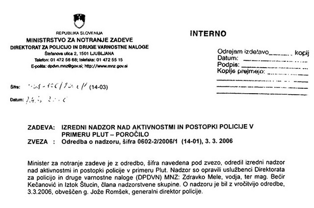 Zamolčano poročilo - faksimile originalnega poročila o primeru Plut, ki ga notranji Minister Dragutin Mate ni predstavil javnosti Zamolčano poročilo - faksimile originalnega poročila o primeru Plut, ki ga notranji Minister Dragutin Mate ni predstavil javnosti