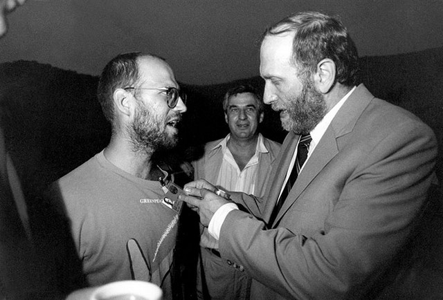 Bobby Fischer in Bernard Nežmah v pogajanjih za intervju, september 1992, Sveti Štefan