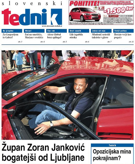 Naslovnica vladi prijaznega časopisa