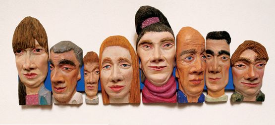 Jurij Kalan: Kipci, glave, 2009, les, 22x60cm