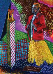 Silvester Plotajs Sicoe: Jean Paul Gaultier, 2002, olje na platnu, 200x145cm 