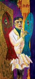Silvester Plotajs Sicoe: Šaman, 1998, olje na platnu, 220x110cm